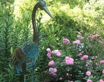 Heron Metal Garden Figure,Metal Animals Figurine,Garden Sculpture Animals