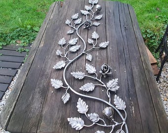 Stunning Steel Wall Sculpture Twig With Roses ,Home Wall Decor,Craft Work,Unique Gift,Metal Wall Decoration ,46"x14",Promotion