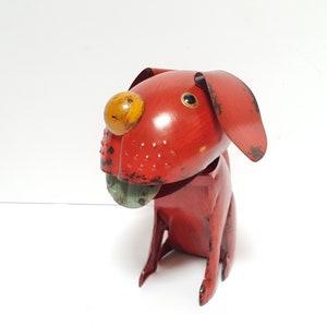 Head Dog Nodding Garden/Home Decor,Metal Sculpture Dog,Farm House,Handmade and Varnished Dog,Beautiful Metal Figure,Metal ART,Garden Animals