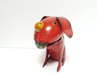 Head Dog Nodding Garden/Home Decor,Metal Sculpture Dog,Farm House,Handmade and Varnished Dog,Beautiful Metal Figure,Metal ART,Garden Animals