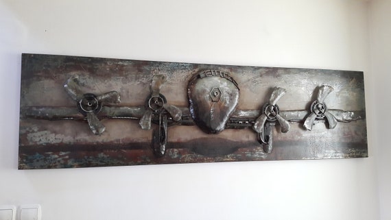 Metal Airplane 71x 21 Large Wall Art - Vintage Metal Airplane Wall Decor Metal Airplane 71x 21 Large Wall Art - Vintage Metal Airplane Wall Decor