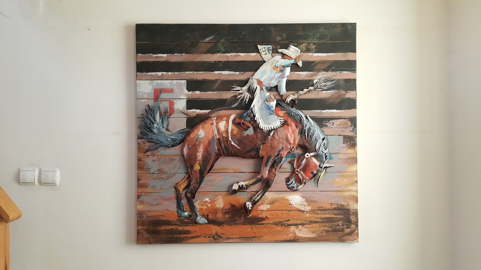 Image showcasing Rodeo Cowboy Rustic Wall Decor 3D Metal Wood Wall Art ,metal Art ...