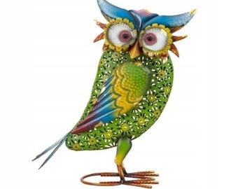 Metal Owls Garden/Home Decor,Metal Sculpture Owls,Farm House,Varnished Garden Animals,Beautiful Colours Birds,MetalARTGallery