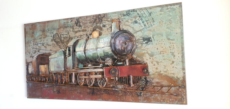 3 Dimensional Steam Engine Train Metal Wall Decor 