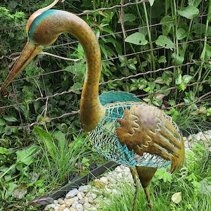 Heron Metal Garden Figure,Metal Animals Figurine,Garden Sculpture Animals