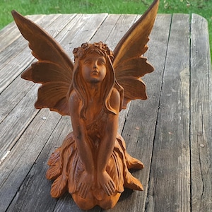 Rusty Figure- A Sitting Elf / Fairy,Garden Sculpture,Cast Iron Figure,A Rare Find