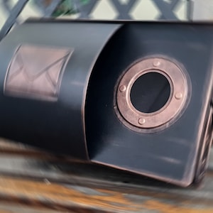 Elegant and Modern Wall Mount Mailbox,Tube for the Press,Viewing Window Porthole ,Patinated With  Copper ,Metal Art,Metalwork