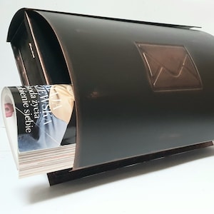 Elegant and Modern Wall Mount Mailbox,Tube for the Press,Patinated With  Copper ,MetalArtGallery,Metalwork,Mailbox Lock