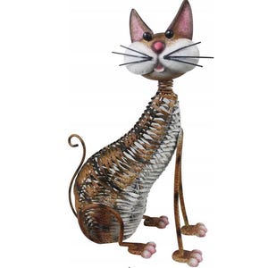 Metal Cat Garden/Home Decor,Metal Sculpture Cat,Farm House,Beautiful Colors,MetalArtGallery,Garden Animals
