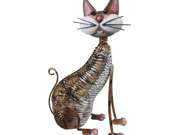 Metal Cat Garden/Home Decor,Metal Sculpture Cat,Farm House,Beautiful Colors,MetalArtGallery,Garden Animals