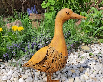 Pato de metal para decoración de jardín o hogar, escultura de metal, decoración oxidada