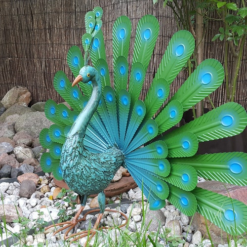 Peacock Figure Modern Art Garden/home Decorbird Metal Etsy