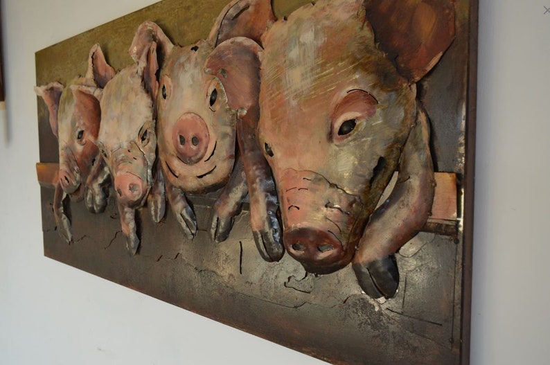 Pigs Metal Wall Art Sculpture Farm HouseButcher ShopMetal 3 Etsy