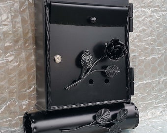 Black Mailbox Wall Mounted,Tube for the Press,Handmade,Forged Steel ,Two Keys,Cute Post Boxes,Craft work,MetalartGallery