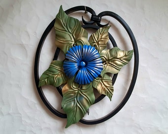 Steel Rosette With A Floral Motif,Metalworking,Large Heavy Rosette,Metal Art Gallery,Steel Wall Decor,Metal Wall/Door Wreath Decor Flowers