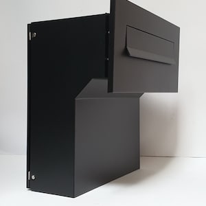 Skrzynka pocztowa do wbudowania w ścianę, czarna, ocynkowana blacha, pokryta lakierem proszkowym, metalowa galeria sztuki, zamek i 3 klucze