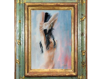 Semi-nude Nana, original oil painting, wall art, nude, painting, art, classic, impressionism