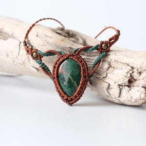 Chrysocolla | Macrame necklace | Handmade gemstone necklace | Boho jewelry | Birthstone | Natural stone | Necklace | Healing | Gift