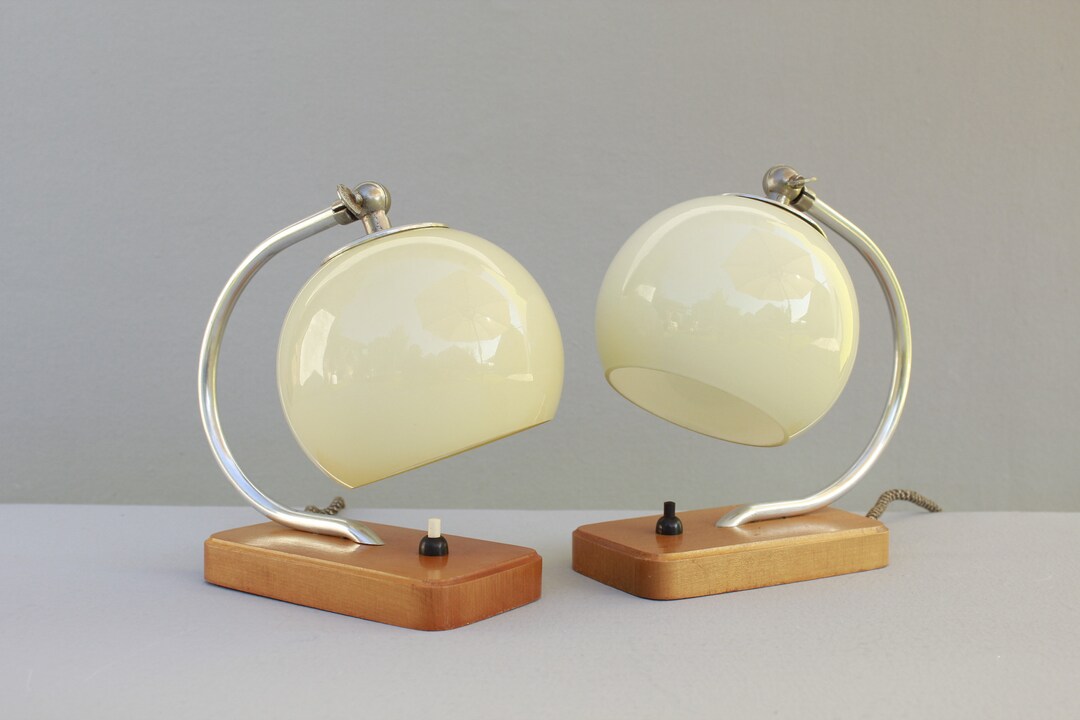 Set Art Deco Bedside Table Lamps Etsy
