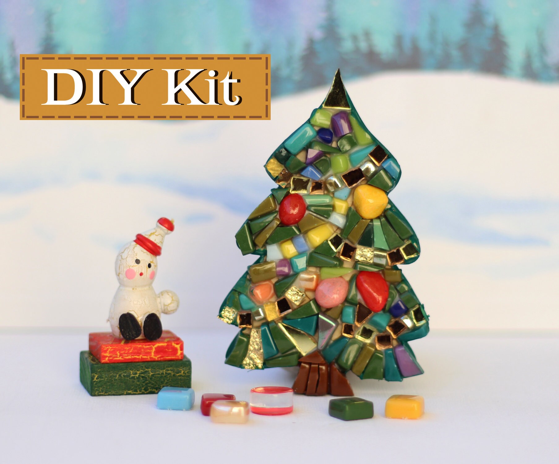 Mosaic kit/Tree Ornament for Christmas Decoration/Diy gift/6 Etsy