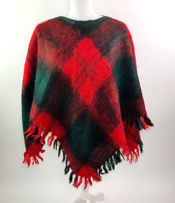 Glentana Scotland Vintage Mohair Wool Red Green P… - image 1