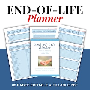 Estate Planning Kit End-of-Life Planner Workbook Fillable PDF| Final Plans Workbook image 1