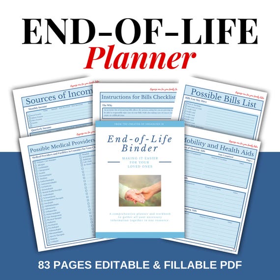 Estate Planning Kit End-of-Life Planner Workbook Fillable PDF| Final Plans Workbook