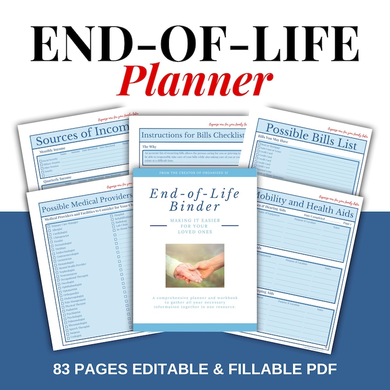 Estate Planning Kit End-of-Life Planner Workbook Fillable PDF| Final Plans Workbook image 1