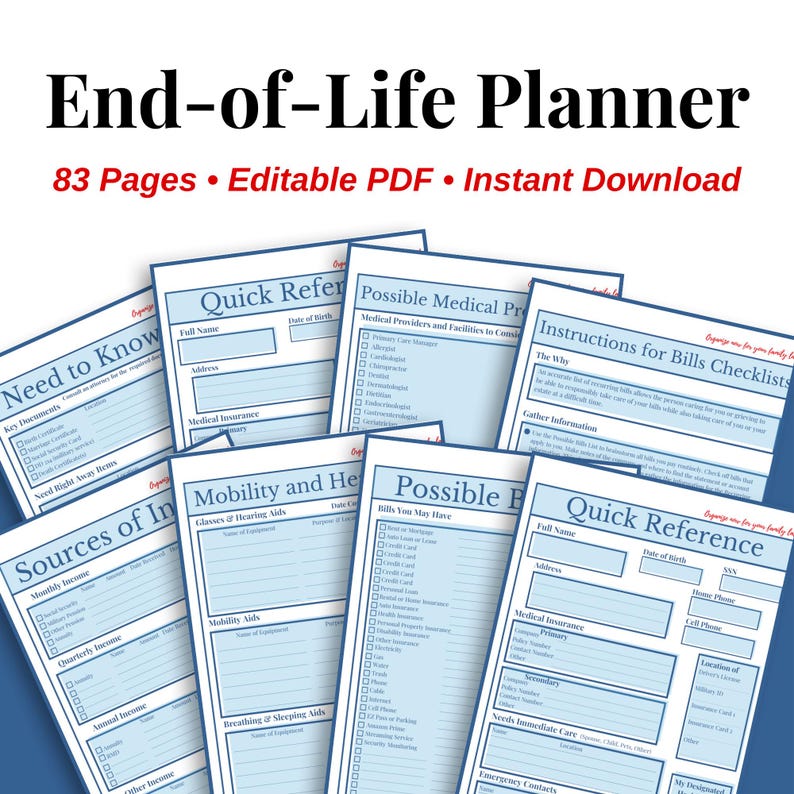Estate Planning Kit End-of-Life Planner Workbook Fillable PDF| Final Plans Workbook image 10