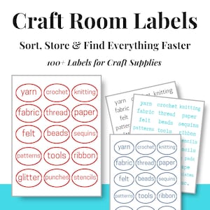 Craft Room Labels: Printable DIY Organization Tags (PDF Download)