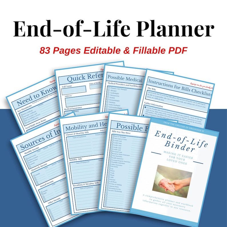 Estate Planning Kit End-of-Life Planner Workbook Fillable PDF| Final Plans Workbook image 7