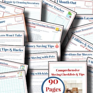 Comprehensive Moving Planner Checklists, Ultimate Relocation Planner with Organizing Tips & Moving Guide for Families and Pets