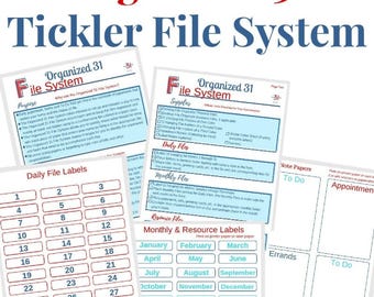 Productivity Tickler File System for Home Family Organization, Command Center, Paper & Bill Management Solution
