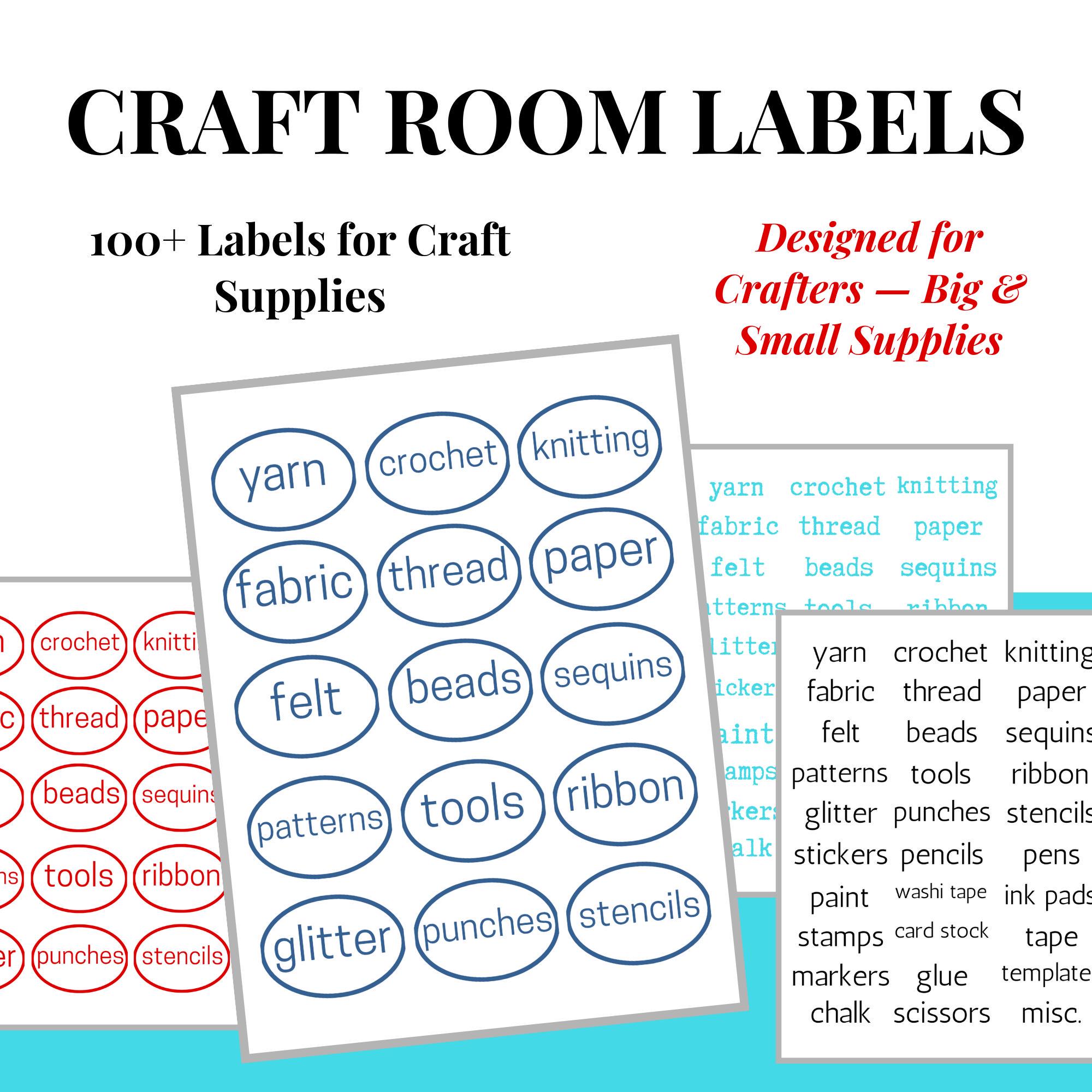 Craft Room Labels: Printable DIY Organization Tags (PDF Download) - Etsy