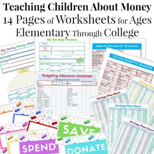Money Worksheet Pack for Teaching Children Savings, Allowance, Budgeting & Fun Learning About Money Skills