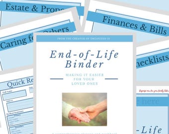 Estate Planning End-of-Life Binder & Family Workbook | Printable Checklist for Organizing Important Documents and Wishes