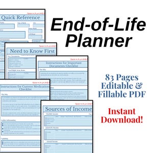 Estate Planning Kit End-of-Life Planner Workbook Fillable PDF| Final Plans Workbook image 3
