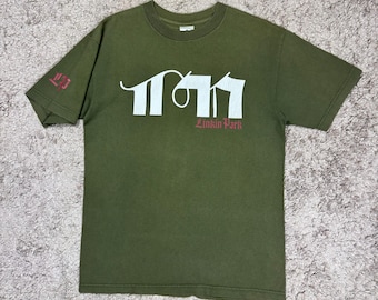 美品希少サイズ！LINKIN PARK Tシャツ 2000年製 オリーブグリーン レア!! ヴィンテージ 00年代 LINKIN PARK ハイブリッド・セオリー