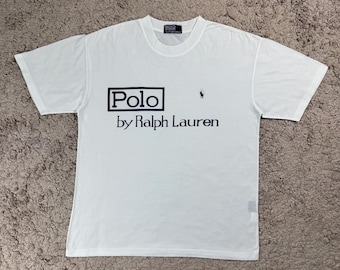 ヴィンテージ レア ポロ ラルフローレン タグデザイン ロゴ Tシャツ / ヴィンテージ Tシャツ / レア / ホワイト Tシャツ / ラルフローレン