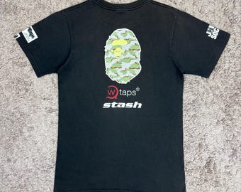 Vintage 90s BAPE X Stash Hanes T-shirt: Japan Streetwear, Size M
