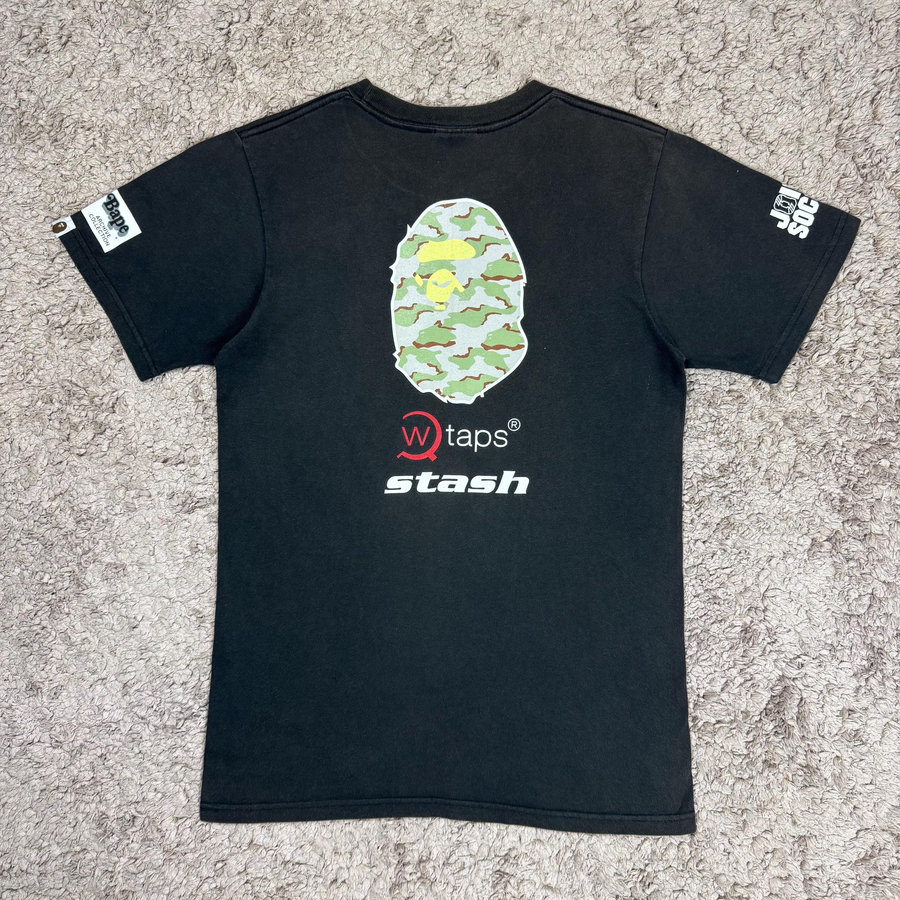 APE STASH Tシャツ Vintage Bape X Wtaps X Stash T-shirt SIZE M/ Streetwear/ Japanese