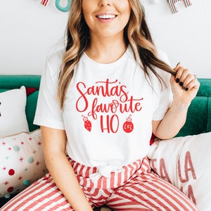Santa&#39;s Favorite Ho Funny Women&#39;s Christmas T shirt, Funny Christmas Shirt, Couple&#39;s Christmas Shirt, Funny Santa Shirt, Funny Pun Shirt