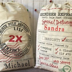 Personalized Christmas Santa Sack for Gifts, Canvas Santa Bag, Canvas Santa Sack,  Santa Bag,