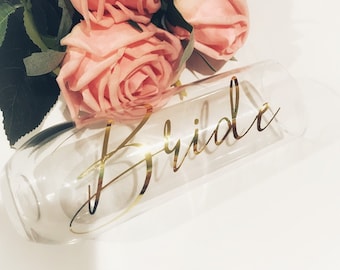 Bride champagne flute- future mrs champange flute glass- bride engagement gift idea- gold champagne flute-bride cup- wedding day glass
