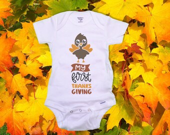 My First Thanksgiving Onesie® for Baby , My First Turkey Day, Baby Shower Gift, Fall Bodysuit, Thanksgiving Bodysuit , Milestone Onesie®