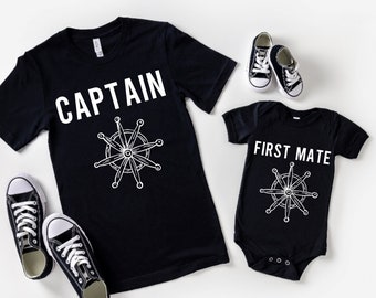 Captain First Mate daddy and son matching father's day shirts, father's day 2021, father's day gift, new dad shirt, daddy and daughter