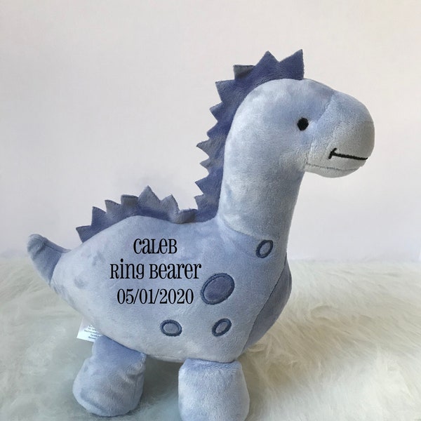 Ring bearer dinosaur plush, will you be my ring bearer, ring boy gift idea, ring bearer gift idea proposal, ring security personalized