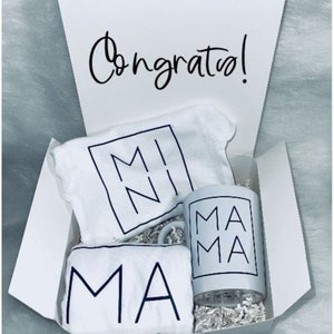 Mama gift box set, new mom baby bodysuit, gift box for mama to be, baby shower gift idea, baby announcement, pregnancy idea, mama mug
