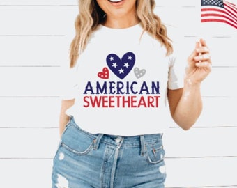 All American sweetheart Fourth of July T shirt, Fourth of July America Shirt, American Babe Shirt, Cute BBQ shirt, Independence Day shirts