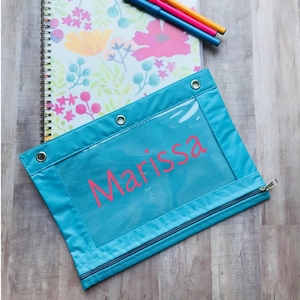Personalized Back to School Pencil Pouch, Personalized Pencil Case, Binder Pencil Pouch, School Supplies, Pencil Pouch Clear Case